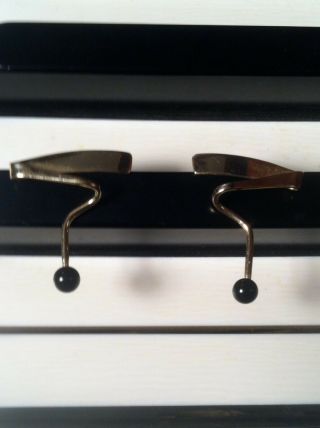 Rare Vintage Ed Levin Solid 14k Gold & Onyx Handmade Earrings Designer Signed