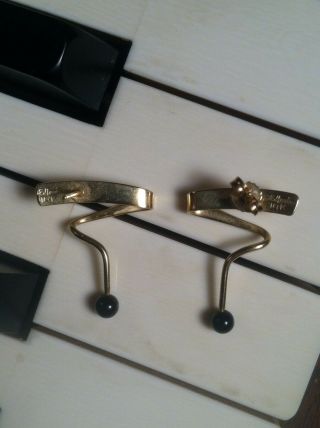 RARE Vintage ED LEVIN Solid 14K Gold & Onyx Handmade Earrings Designer Signed 4