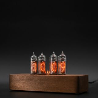 Nixie Tube Clock 4x In - 14 Vintage Retro Table Wooden Clock Glowing Home Decor