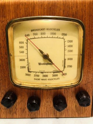 ANTIQUE OLD 1938 WESTINGHOUSE WR - 222 SUPERHETERODYNE ART DECO TUBE VINTAGE RADIO 7