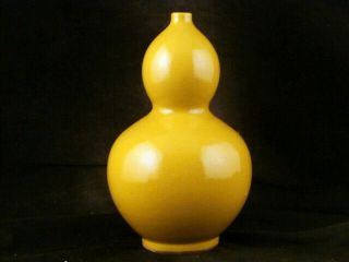 Lovely Chinese Qing Dy Yongzheng Yellow Glaze Porcelain Gourd Vase P186