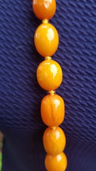 Vtg Antique Butterscotch Egg Yolk Amber Beads Necklace 78 Grams 6