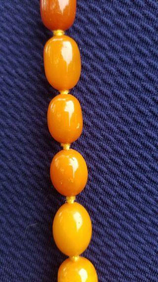 Vtg Antique Butterscotch Egg Yolk Amber Beads Necklace 78 Grams 7