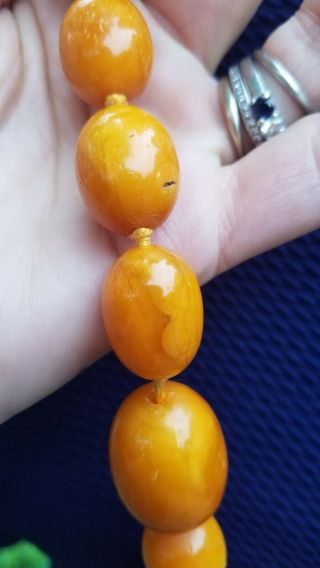 Vtg Antique Butterscotch Egg Yolk Amber Beads Necklace 78 Grams 8