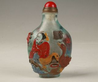 Precious Chinese Coloured Glaze Snuff Bottle Hand - Carved Immortal Mascot Gift