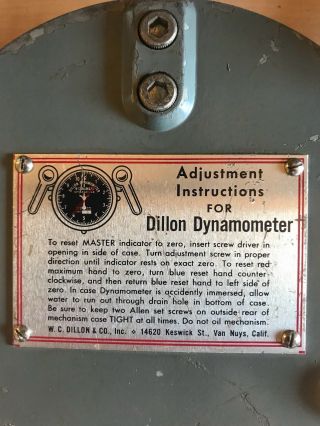 Antique Dillon Dynamometer Gauge 100 Pound Divisions Capacity 10,  000 lbs 3