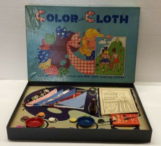 Vintage 1940s 1941 York Toy & Game Color With Cloth Set - Nearly - Rare