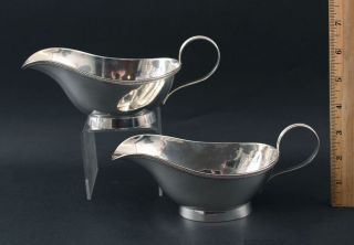 Pair Antique Sheffield English Henry Wilkinson Sterling Silver Gravy Sauce Boats