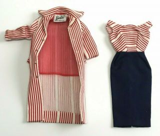 Vintage Mattel Barbie Doll Clothing: 968 Roman Holiday Red & White Striped Coat