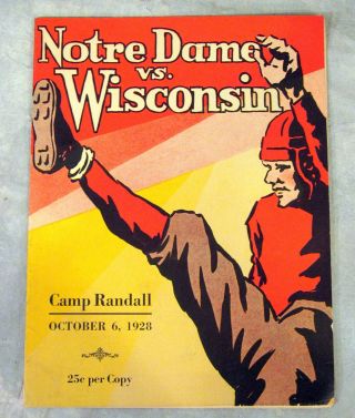Vtg 1928 Notre Dame Vs.  Wisconsin Badgers Football Program @ Camp Randall 33 Pgs