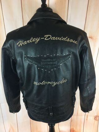 Vintage Harley Davidson Leather Jacket With Patches Men 