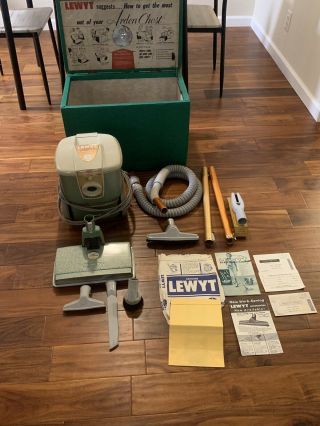 Rare Lewyt Electronic Model 111 Canister Vacuum Cleaner With All Tools Paperwork