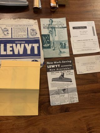 Rare Lewyt Electronic Model 111 Canister Vacuum Cleaner With All Tools Paperwork 4