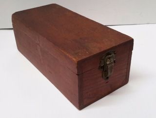 Vintage Wooden Rectangular Box With 2 Two Side Latches And Removable Lid