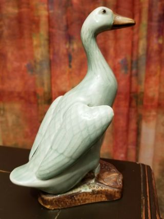 Rare 20th C.  Chinese Early Republic Celadon Porcelain 8 " Duck Stamped
