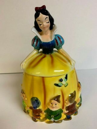 RARE VINTAGE 1964 ENESCO SNOW WHITE 7 DWARFS WALT DISNEY PRODUCTIONS COOKIE JAR 3