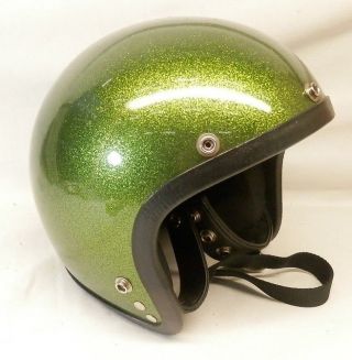 Vintage Arthur Fulmer De Luxe Fiberglass Safety Helmet Metalflake Green