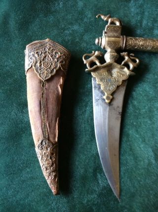 Very Rare 18th Century Indian Zaghnal Axe Hidden Concealed Dagger W/ Scabbard 2