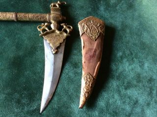 Very Rare 18th Century Indian Zaghnal Axe Hidden Concealed Dagger W/ Scabbard 4