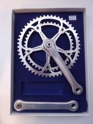 Vintage 80 ' s NOS Record CRANKSET Non Fluted Engraved logo RARE 4 Colnago 2