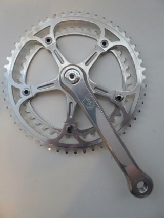 Vintage 80 ' s NOS Record CRANKSET Non Fluted Engraved logo RARE 4 Colnago 5