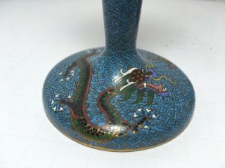 Chinese Cloisonne Enamel Brass Candle Holders Dragon Design 5.  75” Home Decor 5