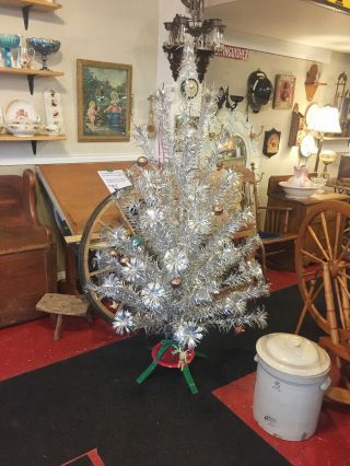 Complete Vintage Aluminium Christmas Tree 68 inches. 2