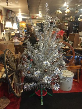 Complete Vintage Aluminium Christmas Tree 68 inches. 5