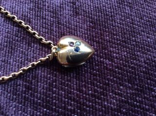 Old Solid 9ct Carat Gold Necklace & Locket Mb & Co Pearl? Ruby? Saphire? 10.  1 Gr