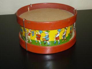 J CHEIN BOYS PLAYING SOLDIER DRUM VINTAGE TIN TOY.  EARLY 1950 ' S - 1965. 3