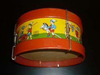 J CHEIN BOYS PLAYING SOLDIER DRUM VINTAGE TIN TOY.  EARLY 1950 ' S - 1965. 4