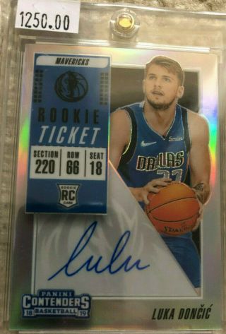 2018 - 19 Panini Contenders Luka Doncic Chrome Refractor On Card Auto - Rare