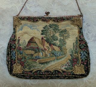 3 Antique French Tapestry Evening Purses Petit Point 2