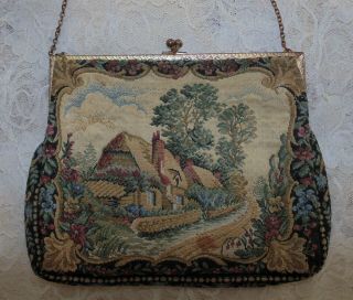 3 Antique French Tapestry Evening Purses Petit Point 3