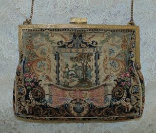 3 Antique French Tapestry Evening Purses Petit Point 5