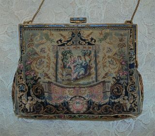 3 Antique French Tapestry Evening Purses Petit Point 6