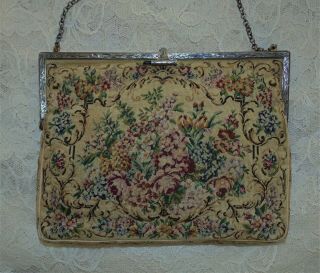 3 Antique French Tapestry Evening Purses Petit Point 8