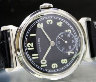 Movado Winding Side Second Mens Steel Vintage Wrist Watch