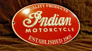 Vintage Indian Motorcycle Porcelain Gas Service Station Dealer Pump Plate Sign