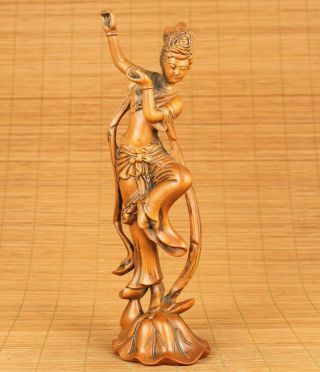 Lovely Antique Old Boxwood Hand Carved Belle Dance Statue Netsuke Decoration