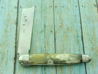 VINTAGE R BUSTAS SPANISH HORN LEVERLOCK NAVAJA ONE ARM RAZOR POCKET KNIFE KNIVES 6