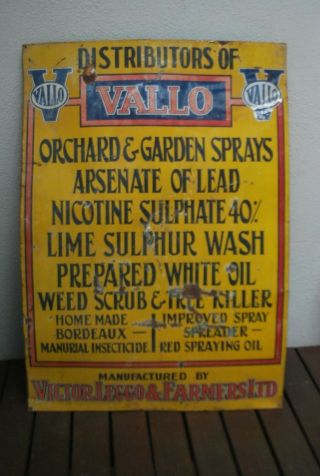 Vintage And Collectible Vallo Agricultural Tin Sign 700mm X 500mm