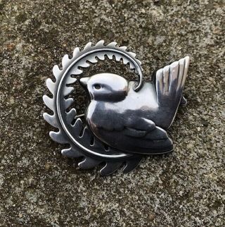 X Large Rare Georg Jensen / Arno Malinowski Sterling Silver Bird Brooch 309