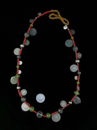 Antique Chacal Silver Coin Necklace - Guatemala