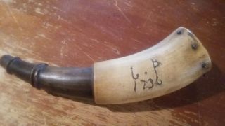 Antique Powder Horn Dated 1736 French/indian - Revolutionary War