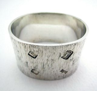 Heavy 67g Bark Effect Solid Sterling Silver Napkin Ring Feature Hallmarks Retro