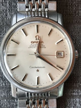 Vintage Omega Constellation 168.  018 Automatic Watch W/stainless Rice Bracelet