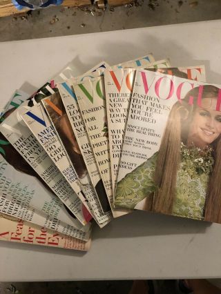 10 1967 Vintage Vogue Magazines Twiggy Mia Lauren Hutton