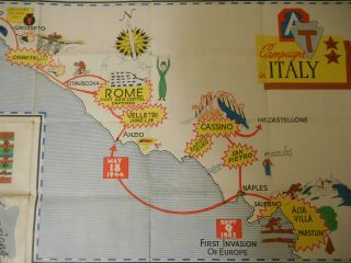 Ww2 Us Army Map Of The 36th Infantry Division Campaigns In Italy