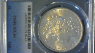 1893 Morgan Silver Dollar $1 - Pcgs Ms62 (unc Bu) - Rare Date 1893 - P Coin